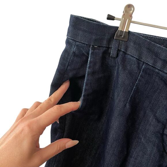 Current / Elliott 32 The Neat Trouser Jeans Dark Blue Denim Wide Leg 70s - Picture 6 of 10